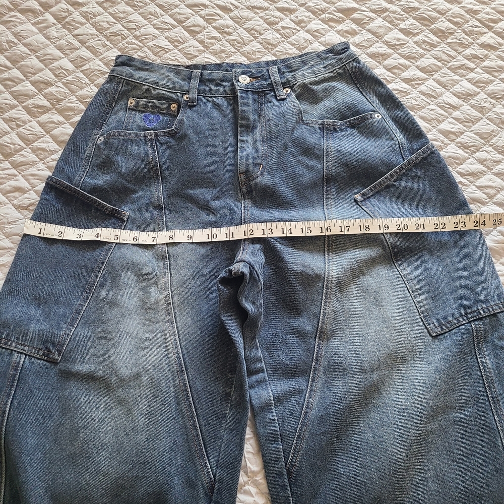 Aelfric Eden UNISEX Y2K-inspired Hip-Hop Bold Wide Leg Relaxed Style Jeans Sz 30 - Picture 4 of 12